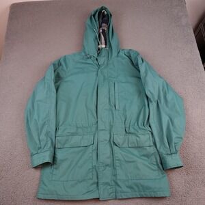 Vintage Eddie Bauer Jacket Mens Large Green Hooded Wool Lined Parka Full Zip